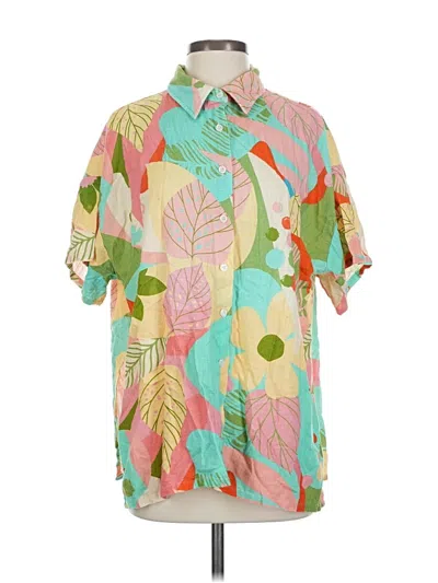 Pre-owned Jacquie The Label Short Sleeve Blouse In Green