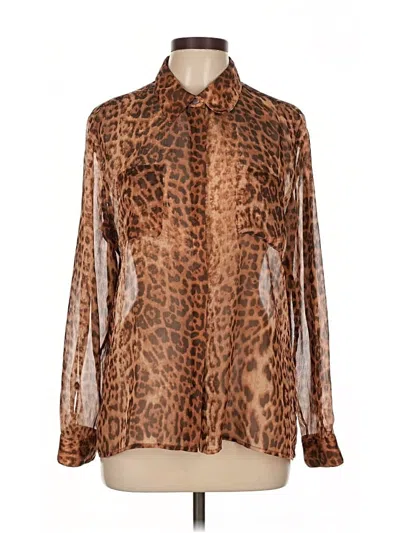 Pre-owned Chico's Long Sleeve Blouse In Brown