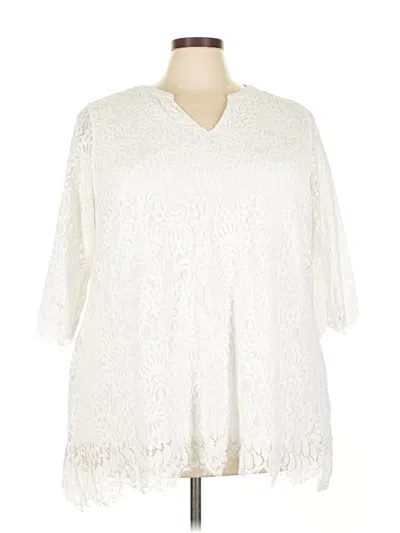 Pre-owned Isaac Mizrahi Live 3/4 Sleeve Blouse In White