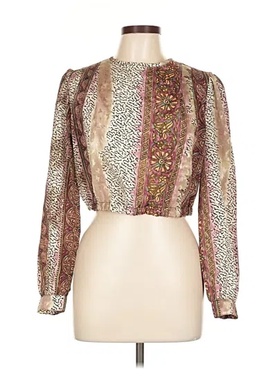 Pre-owned Nicola Long Sleeve Blouse In Gold