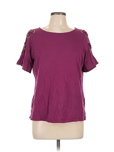 Pre-owned Michael Michael Kors Short Sleeve Top Burgundy Cold Shoulder Neckline Tops