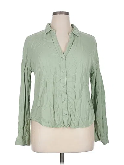 Pre-owned Cloth & Stone Long Sleeve Blouse In Green