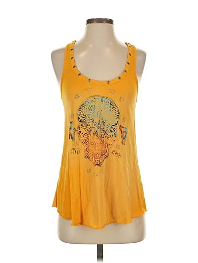 Pre-owned Harley Davidson Tank Top Yellow Halter Neckline Tops