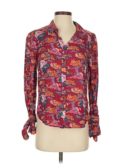 Pre-owned Maeve By Anthropologie Long Sleeve Blouse In Red