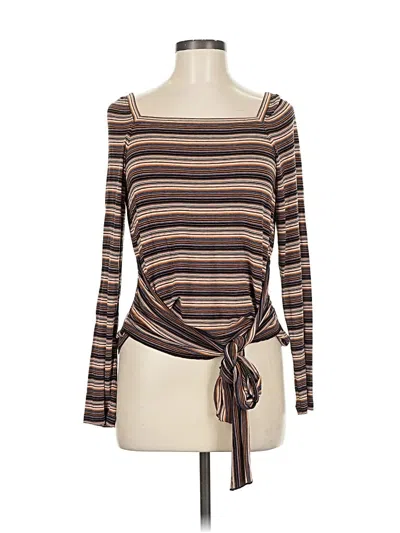 Pre-owned W By Worth Long Sleeve Top Brown Boatneck Tops