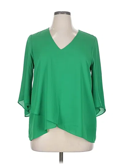 Pre-owned Karen Kane 3/4 Sleeve Blouse In Green