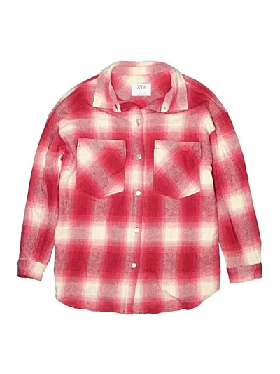Pre-owned Zara Kids' Long Sleeve Button Down Shirt In Red
