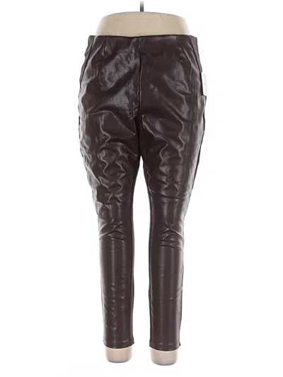 Ellen Tracy Faux Leather Pants In Brown
