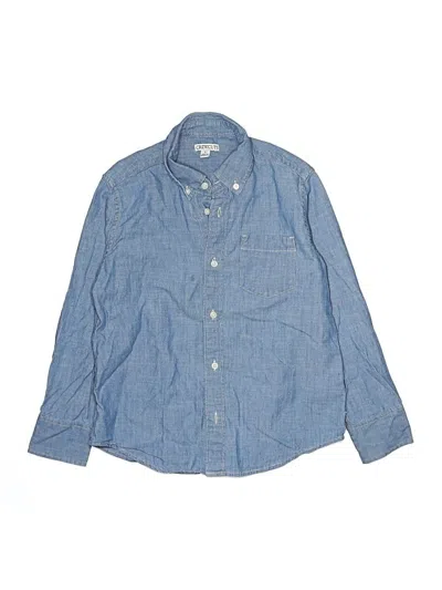 Pre-owned Crewcuts Kids' Long Sleeve Button Down Shirt In Blue