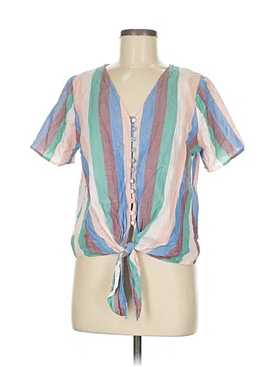 Pre-owned Madewell Short Sleeve Blouse In Blue