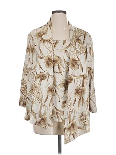 Pre-owned Alfred Dunner 3/4 Sleeve Blouse In White