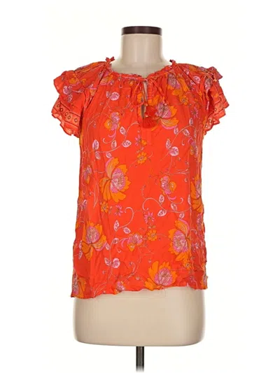 Pre-owned Rose + Olive Short Sleeve Blouse In Orange