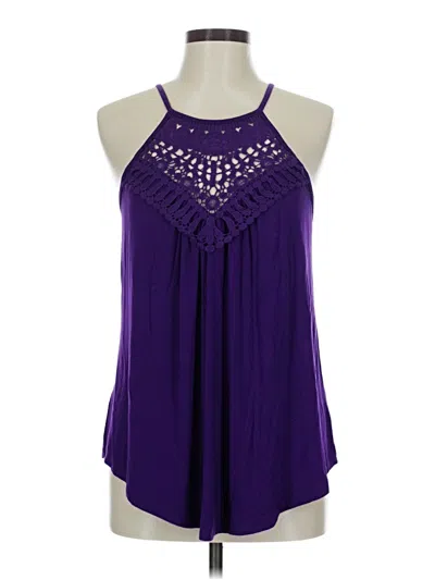 Pre-owned Fashion Tank Top Purple Halter Neckline Tops