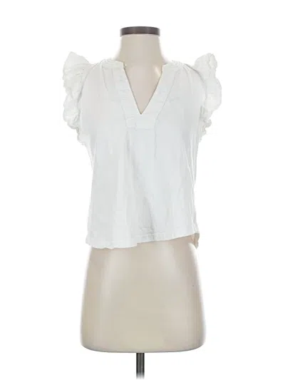 Pre-owned Maeve By Anthropologie Short Sleeve Blouse In White