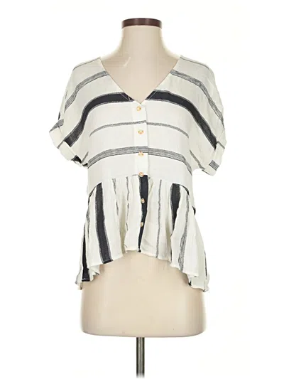 Pre-owned Blu Pepper Short Sleeve Blouse In White