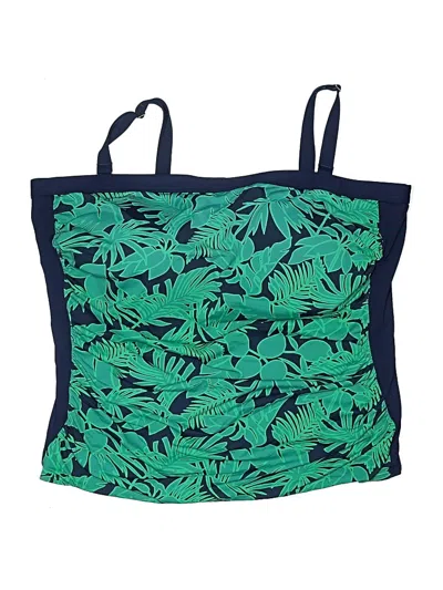 Pre-owned Lands' End Swimsuit Top Green Tropical Pattern Swimwear