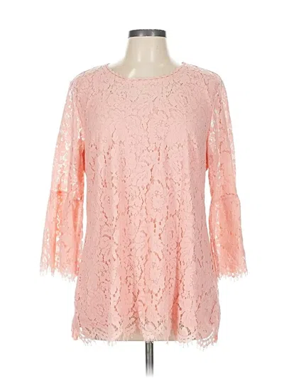 Pre-owned Isaac Mizrahi Live 3/4 Sleeve Blouse In Pink