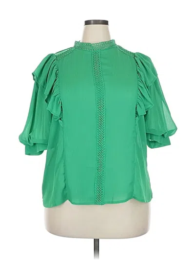 Pre-owned Chic Soul (chicsoul.com) Short Sleeve Blouse In Green
