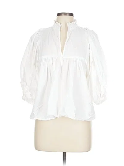 Pre-owned Never A Wallflower 3/4 Sleeve Blouse In White