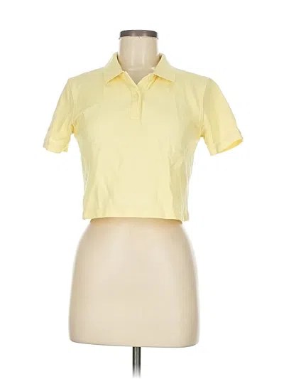 Pre-owned L.l.bean Short Sleeve Top Yellow Collared Neckline Tops