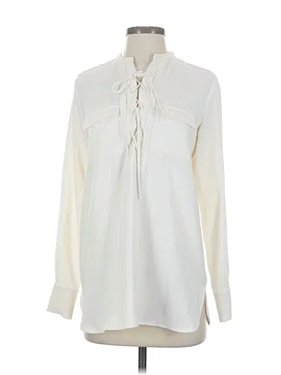 Pre-owned Ann Taylor Long Sleeve Blouse In White