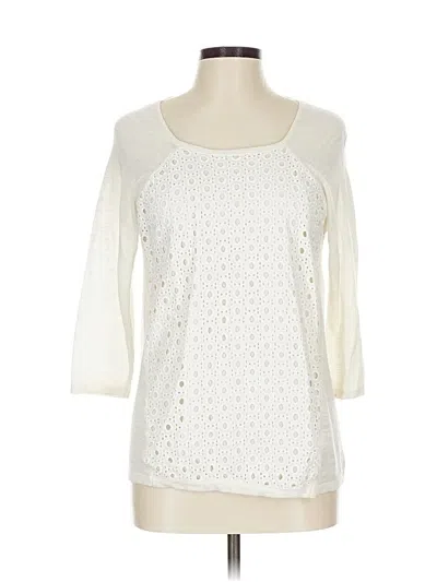 Pre-owned Elle 3/4 Sleeve Top Ivory Square Neckline Tops In White