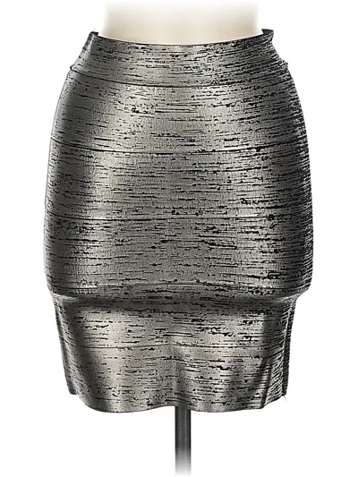 Pre-owned Bcbgmaxazria Faux Leather Skirt In Silver