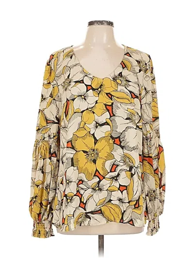 Pre-owned Cabi Long Sleeve Blouse In Yellow