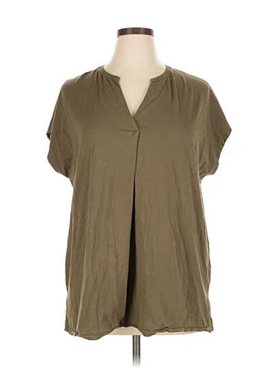 Pre-owned Lands' End Short Sleeve Blouse In Brown