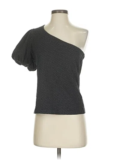 Pre-owned Maeve By Anthropologie Short Sleeve Top Black One Shoulder Neckline Tops