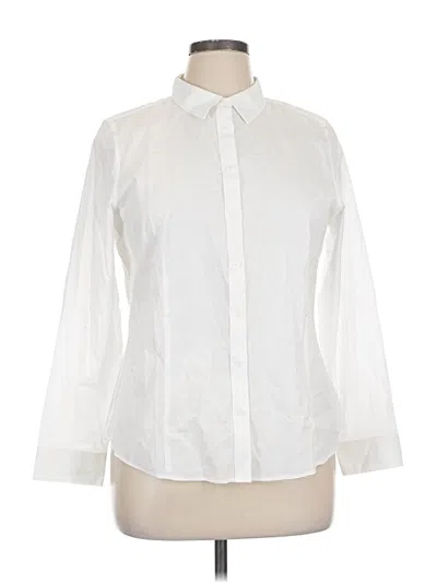 Pre-owned Talbots Long Sleeve Button Down Shirt In White