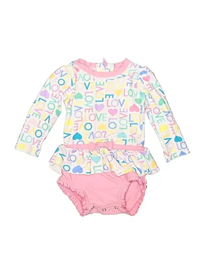 Pre-owned Ruffle Butts Kids' Long Sleeve Onesie In Pink