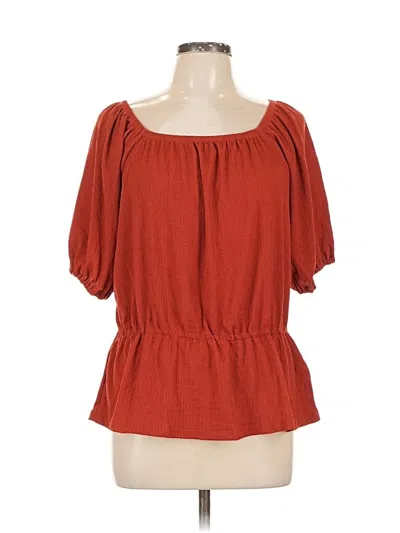 Pre-owned Love Cameron Short Sleeve Blouse In Red
