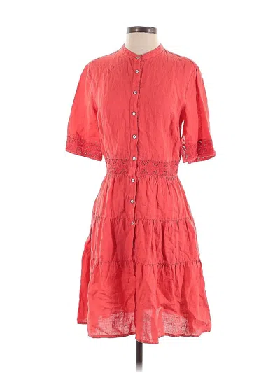 Pre-owned 120% Lino Casual Dress In Orange