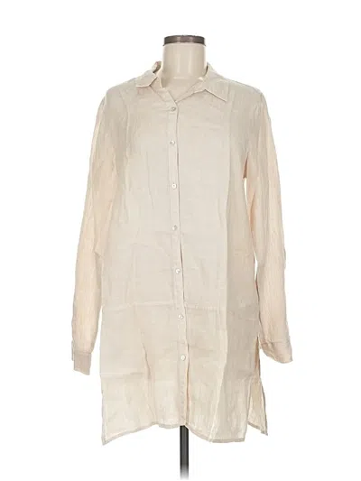 Pre-owned Tahari Long Sleeve Button Down Shirt In White