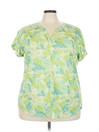 Pre-owned L.l.bean Short Sleeve Blouse In Green