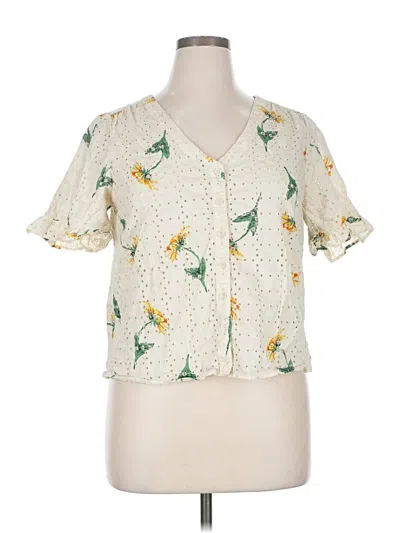 Pre-owned Madewell Short Sleeve Blouse In White