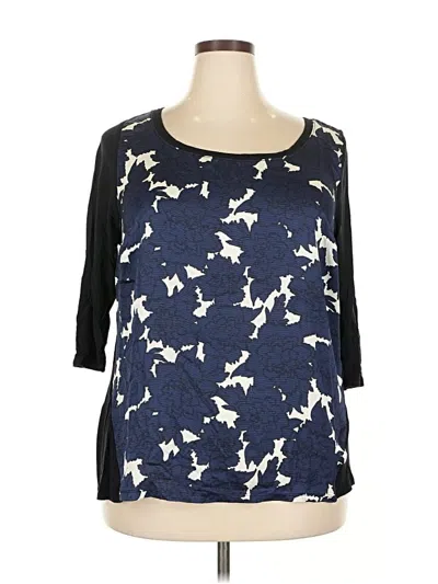 Pre-owned Lane Bryant 3/4 Sleeve T-shirt In Blue