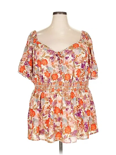 Pre-owned Torrid Short Sleeve Blouse In Orange