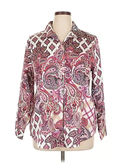 Pre-owned Chico's Long Sleeve Button Down Shirt In Pink