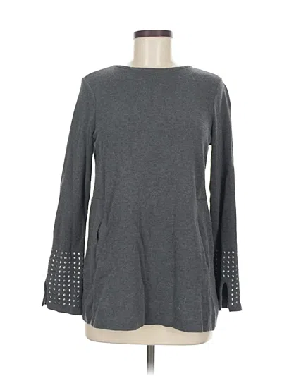 Pre-owned Nic + Zoe Long Sleeve Top Gray Crew Neck Tops