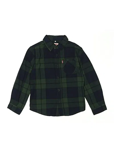 Pre-owned Levi's Kids'  Long Sleeve Button Down Shirt In Green