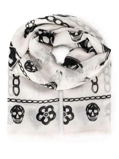 Shop Alexander Mcqueen Skull And Charm Print Scarf