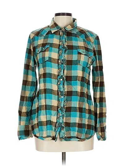 Pre-owned Tasha Polizzi Collection Long Sleeve Button Down Shirt In Blue