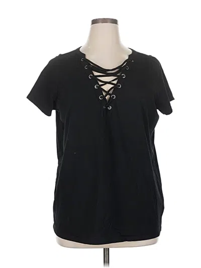 Pre-owned Torrid Short Sleeve Top Black Keyhole Neckline Tops
