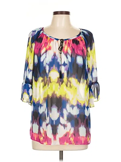 Pre-owned Milly 3/4 Sleeve Blouse In Blue