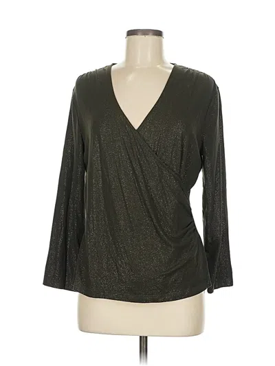 Pre-owned Jones New York Collection Long Sleeve Blouse In Gray