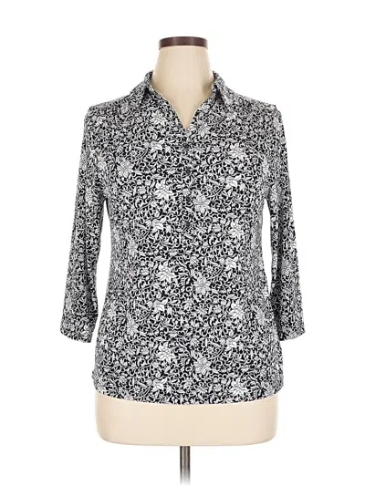 Pre-owned Charter Club 3/4 Sleeve Blouse In Silver