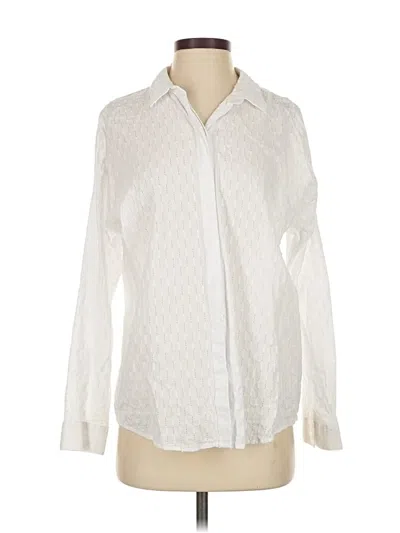 Pre-owned Jjill Long Sleeve Button Down Shirt In White