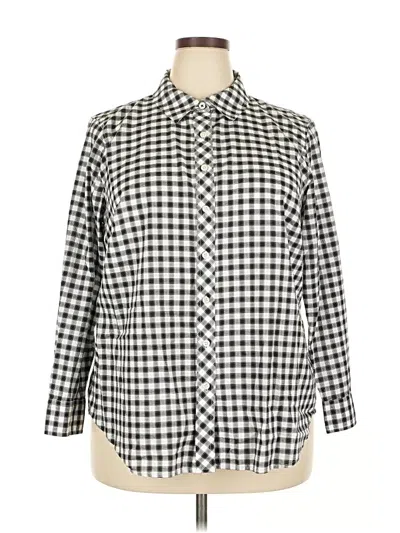 Pre-owned Talbots 3/4 Sleeve Button Down Shirt In Gray